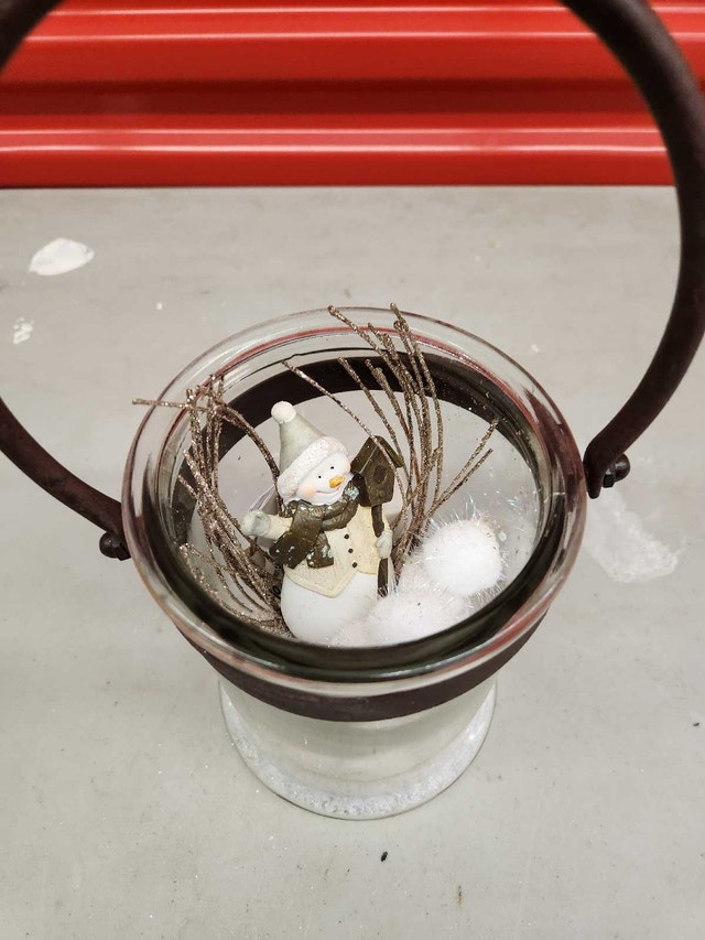 Rustic Christmas Glass Bucket Snowman Decoration - photo 2