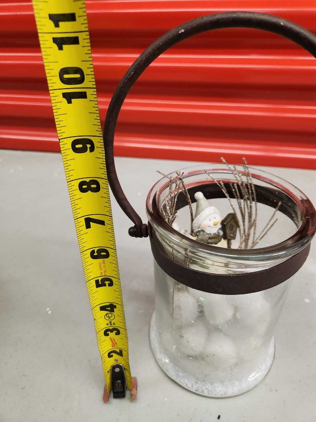 Rustic Christmas Glass Bucket Snowman Decoration - photo 3