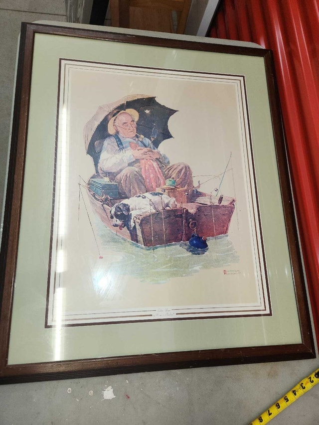 Framed Print - Man, Dog, Fishing Boat