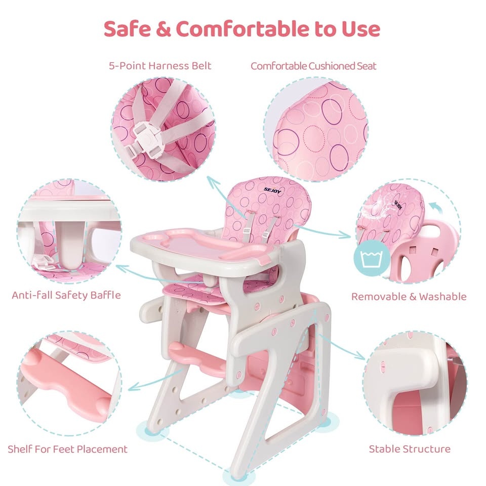 Brand new Green & Pink Sejoy 3-in-1 Baby High Chair - photo 4
