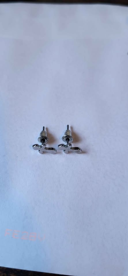 Silver Cross Stud Earrings - photo 2