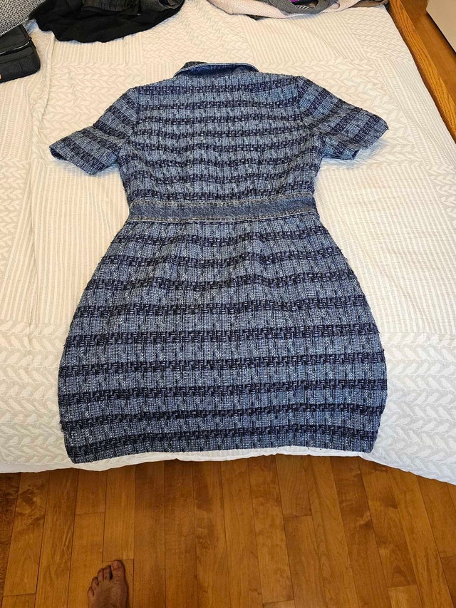 Jason Wu Designer Blue Tweed Denim Accents Women Dress - photo 3