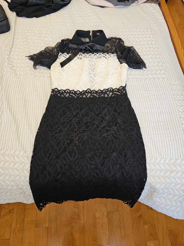 Maje Paris Two-Tone Lace Mini Dress Black/White