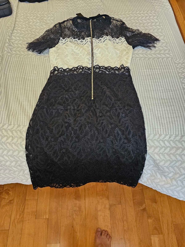 Maje Paris Two-Tone Lace Mini Dress Black/White - photo 3