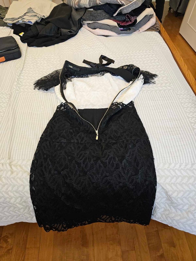 Maje Paris Two-Tone Lace Mini Dress Black/White - photo 4