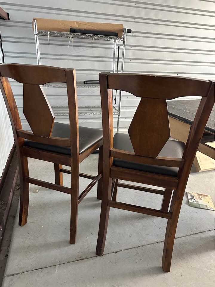 Set of 2 Wooden Counter-Height Chairs – Sturdy + Clean Look - photo 2
