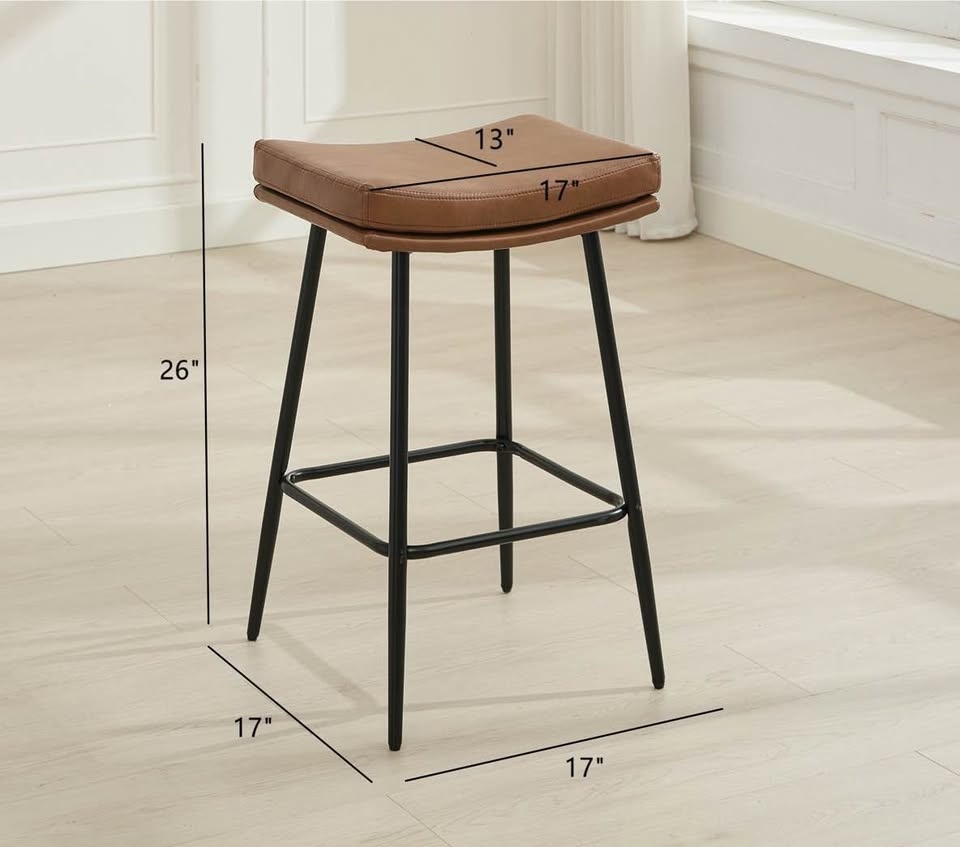 Set of 3 Vegan Leather Counter Stools - Brand New - photo 2