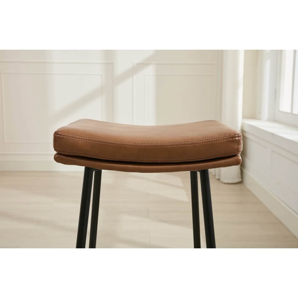 Set of 3 Vegan Leather Counter Stools - Brand New - photo 4