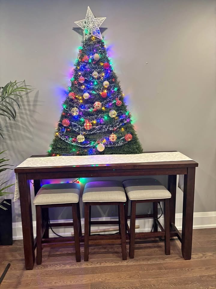 Hardwood Console Table and 3 Stool Set