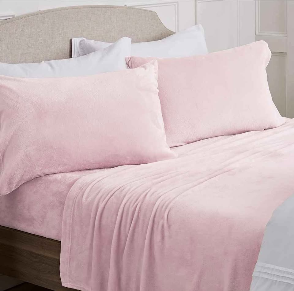 Pink plush Queen Sheet Set