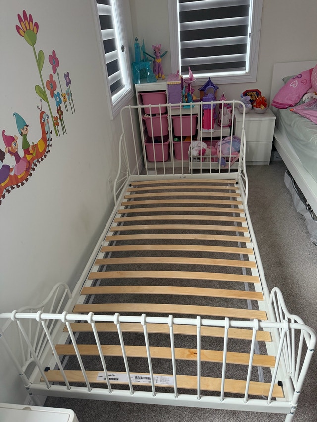 Twin Bed Frame with Slatted Base - White - photo 5