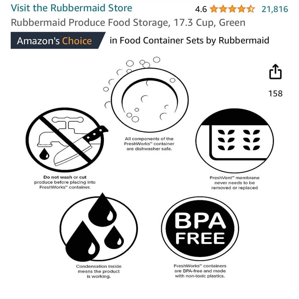 Rubbermaid Produce Food Storage, 17.3 Cup - photo 5