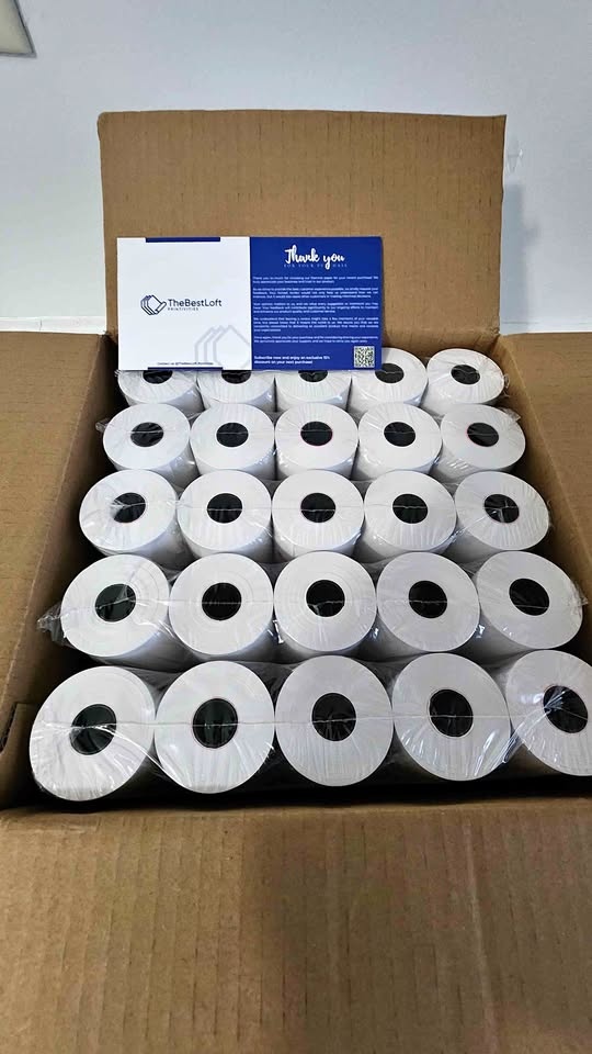 Thermal Paper Rolls Size 2 1/4 x 85 (57mm x 47 mm) - 50 Rolls