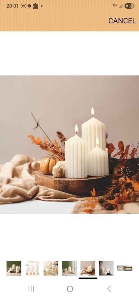Set of 3 White Ribbed Pillar Candles - photo 4