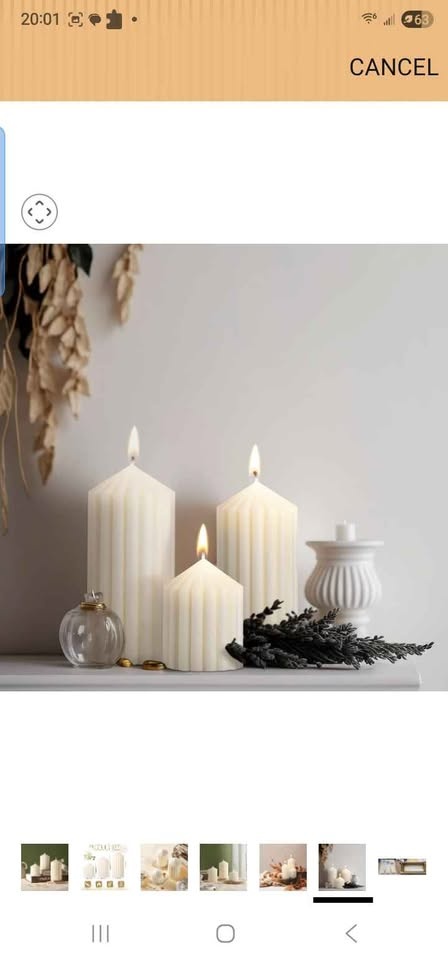 Set of 3 White Ribbed Pillar Candles - photo 5