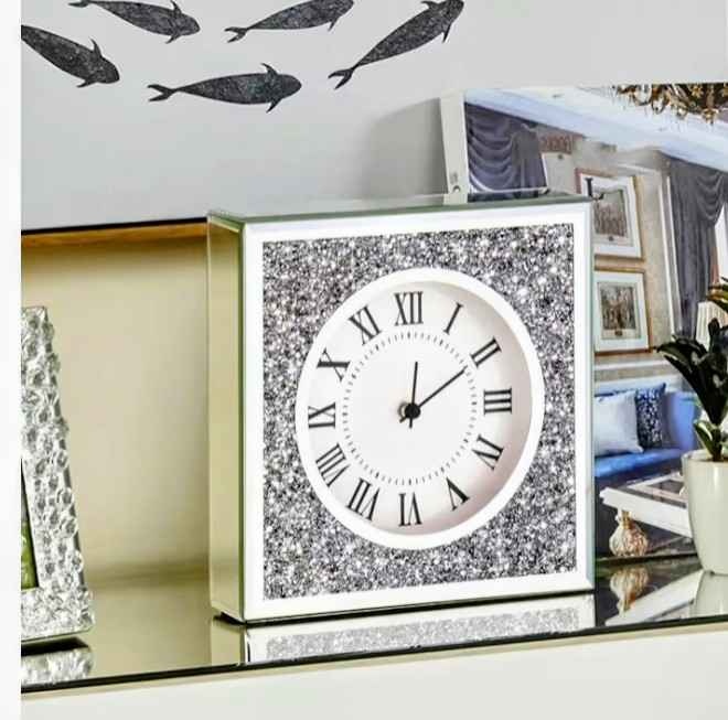 Decorative Clock Wall Clock, Desk clock. Crushed Diamond Mirrore - photo 2