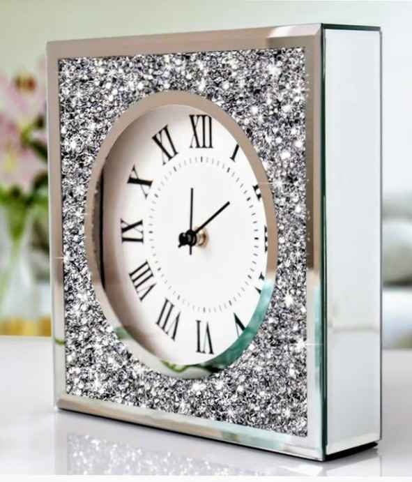 Decorative Clock Wall Clock, Desk clock. Crushed Diamond Mirrore - photo 3