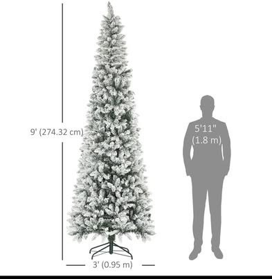 HOMCOM 9ft Snow-Flocked Pencil Christmas Tree - Brand New - photo 4
