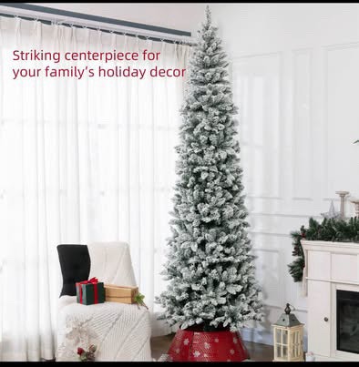 HOMCOM 9ft Snow-Flocked Pencil Christmas Tree - Brand New - photo 5