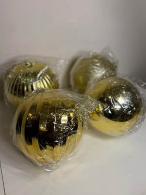 Set of 4 Large 8" Gold Christmas Ornaments (200mm) - photo 4