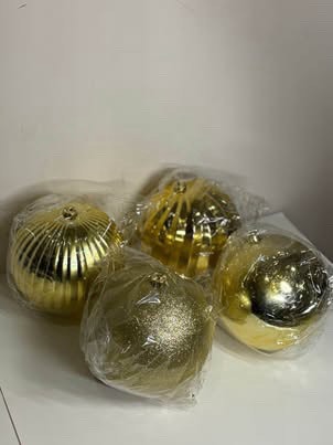 Set of 4 Large 8" Gold Christmas Ornaments (200mm) - photo 5