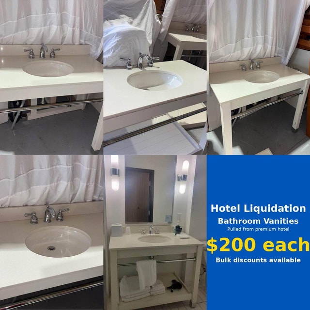 Hotel Bathroom Vanity w/ Stone Top + Faucet – $99 – Burlington