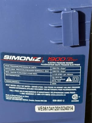 Simoniz 1900 PSI Electric Pressure Washer + Wand - photo 3