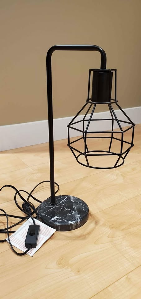 Nightstand Lamp, Bedside Desk Lamp with Marble Base Black