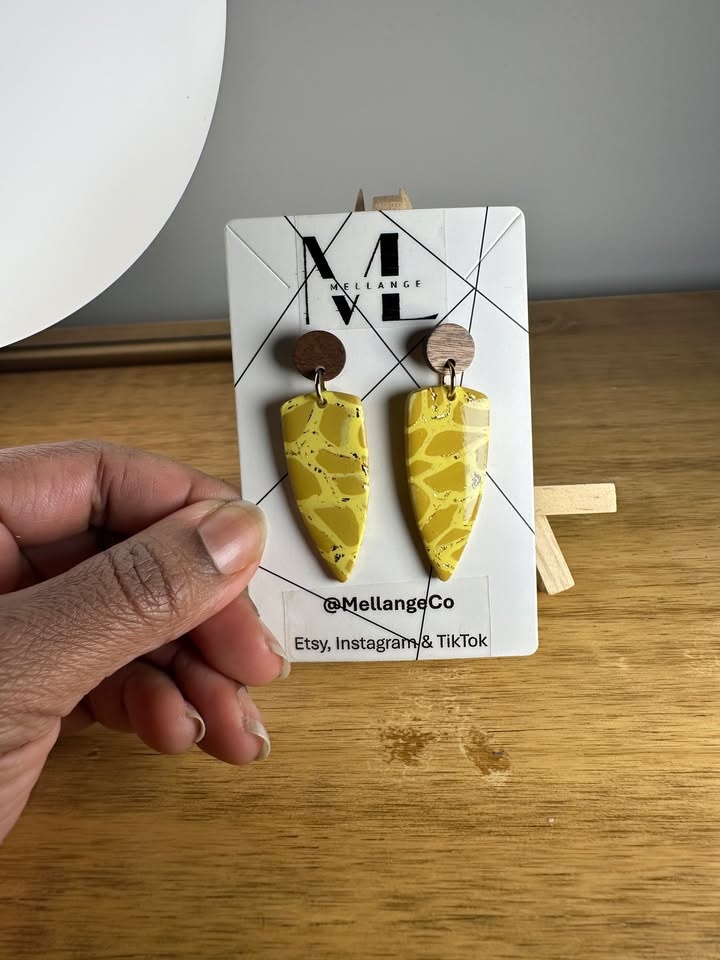 Yellow Funky Statement Earrings | Unique Handmade Earrings - photo 2