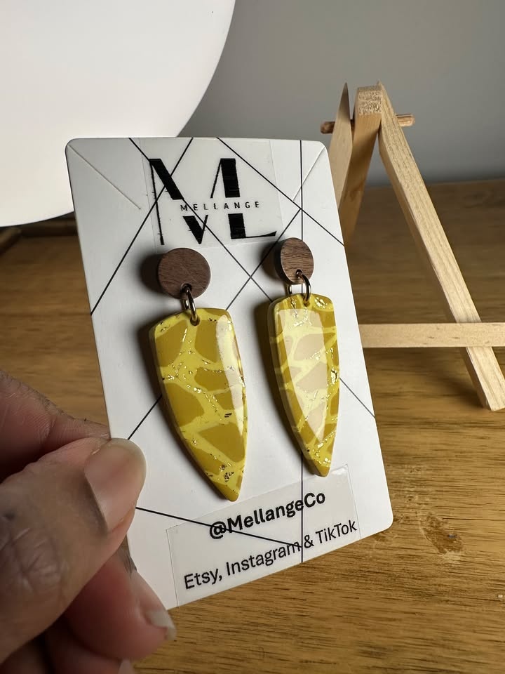 Yellow Funky Statement Earrings | Unique Handmade Earrings - photo 3