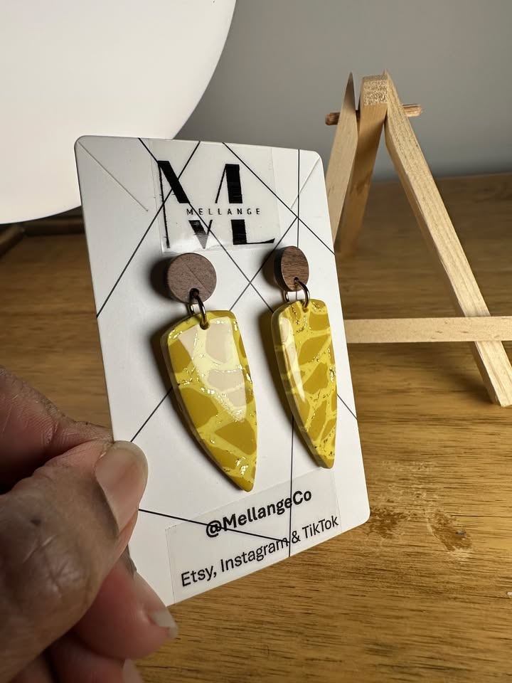 Yellow Funky Statement Earrings | Unique Handmade Earrings - photo 4