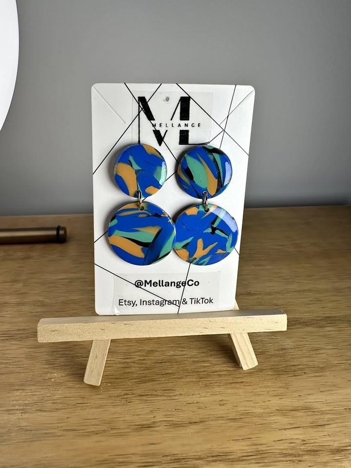 Blue/Multicolour Handmade Unique Statement Earrings