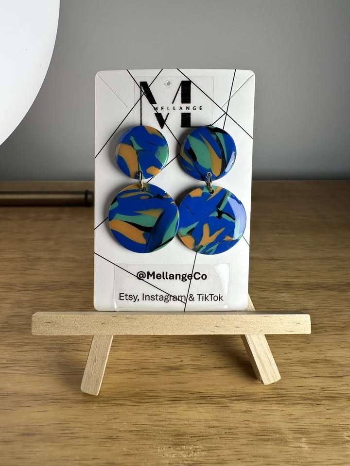 Blue/Multicolour Handmade Unique Statement Earrings - photo 2
