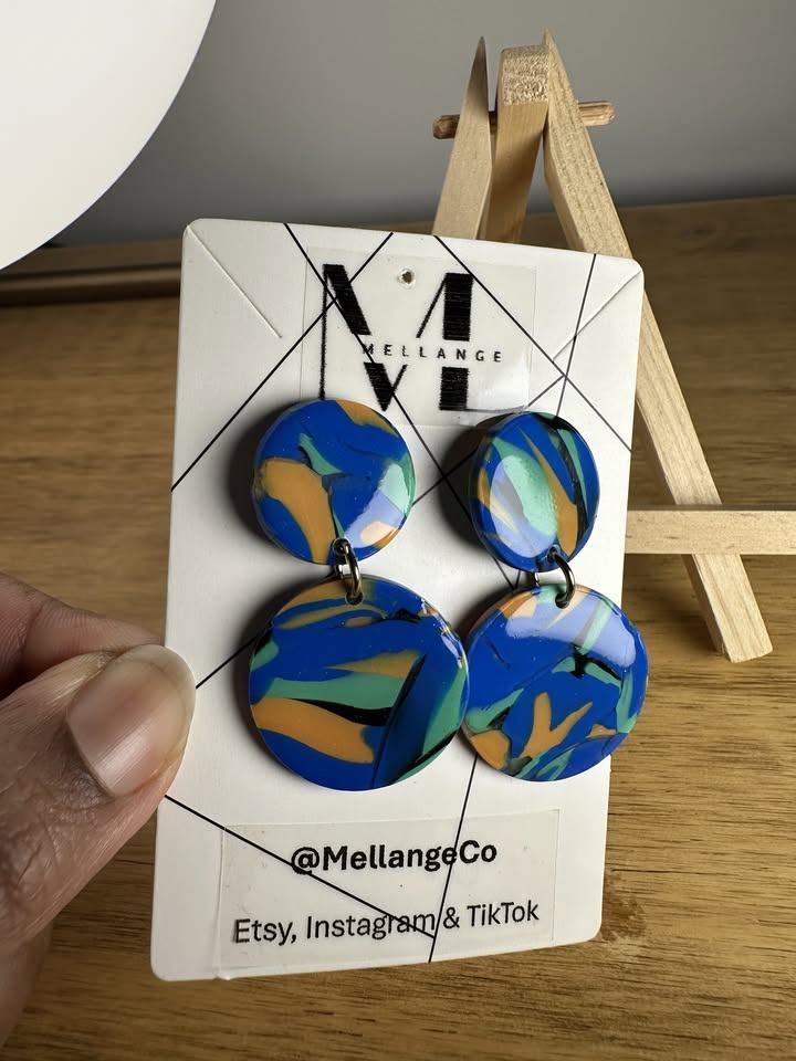Blue/Multicolour Handmade Unique Statement Earrings - photo 3