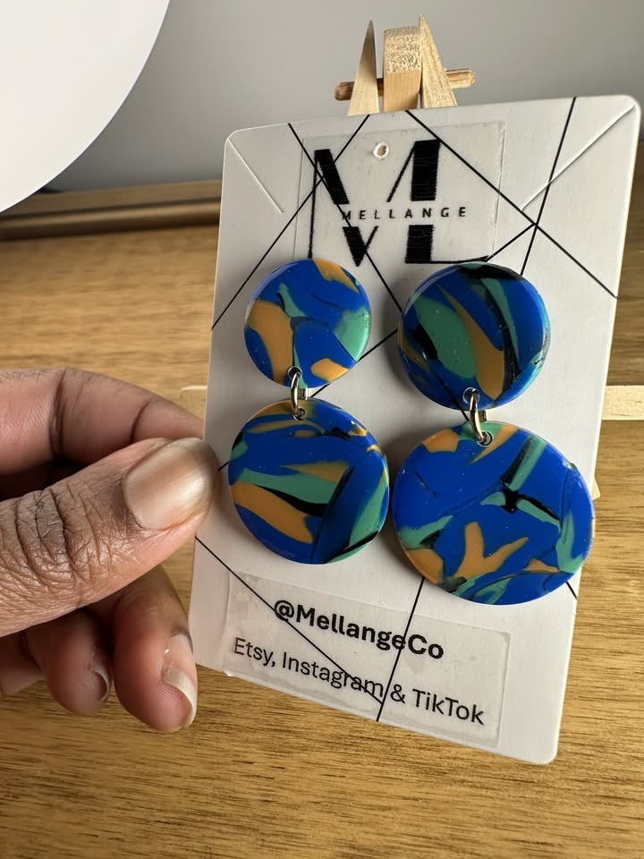 Blue/Multicolour Handmade Unique Statement Earrings - photo 4