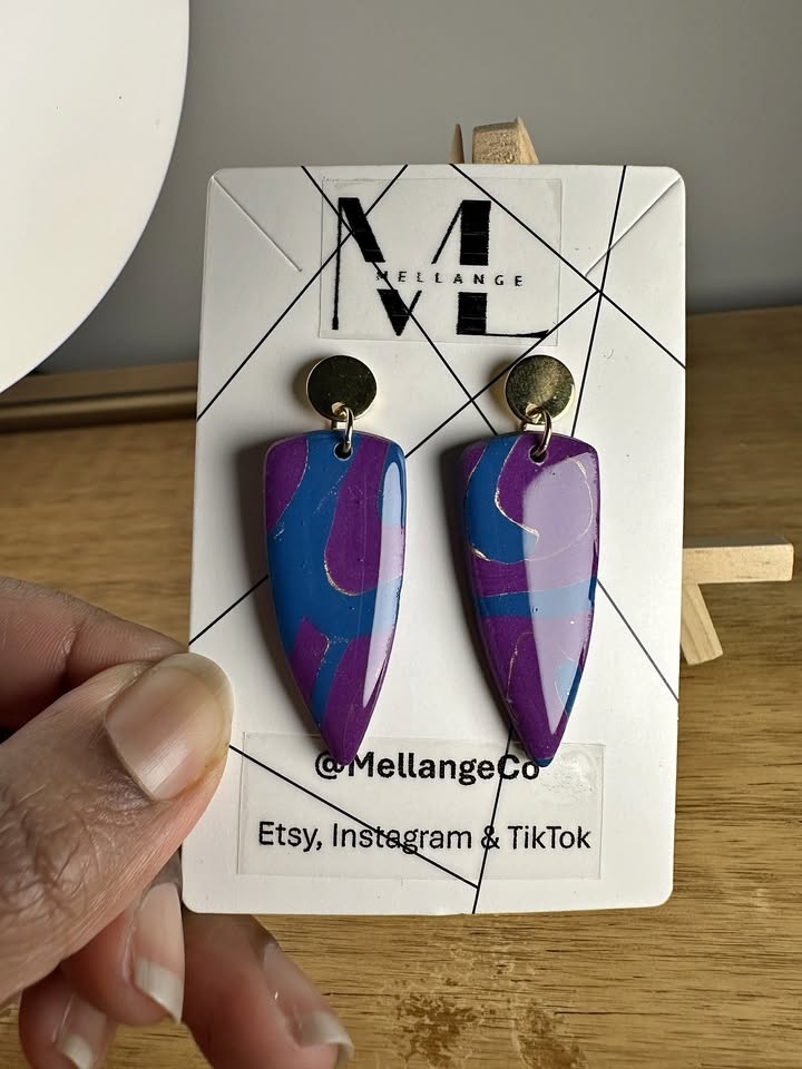 Purple & Blue Handmade Unique Statement Earrings