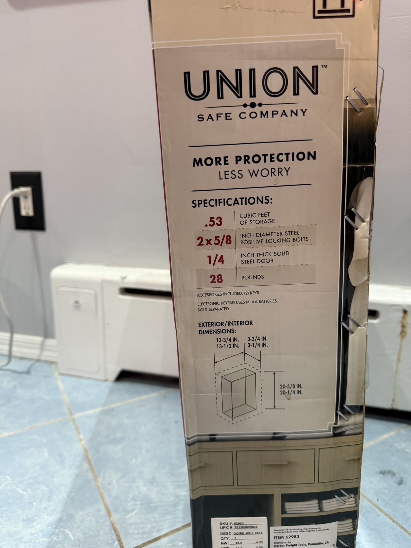 UNION SAFE COMPANY 0.53 cu. ft. Electronic Digital Wall Safe - photo 2