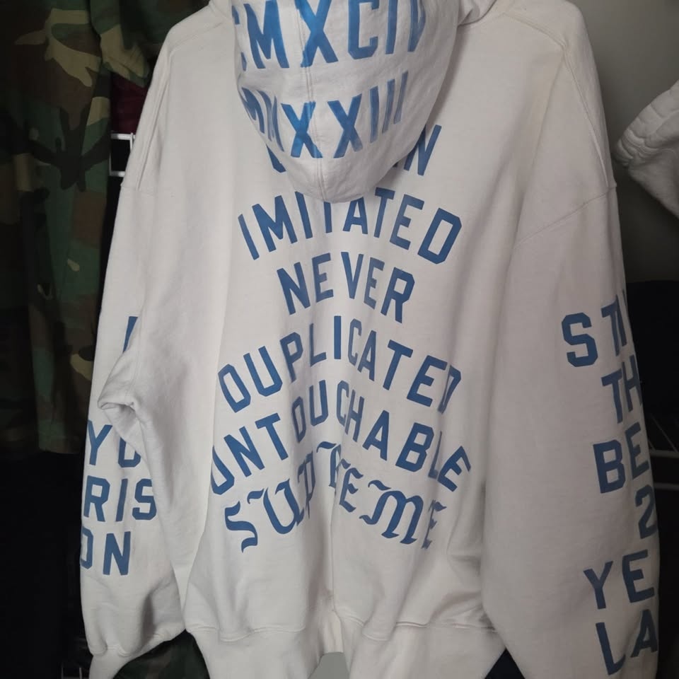 Supreme Team Flocked Hooded Sweatshirt White - photo 2