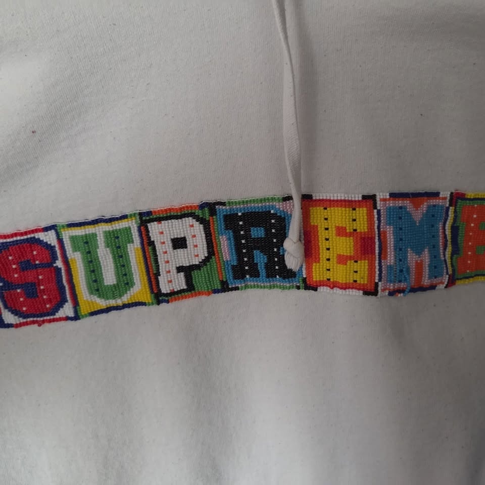 Supreme Beaded Hooded Sweatshirt White SS23 - photo 2