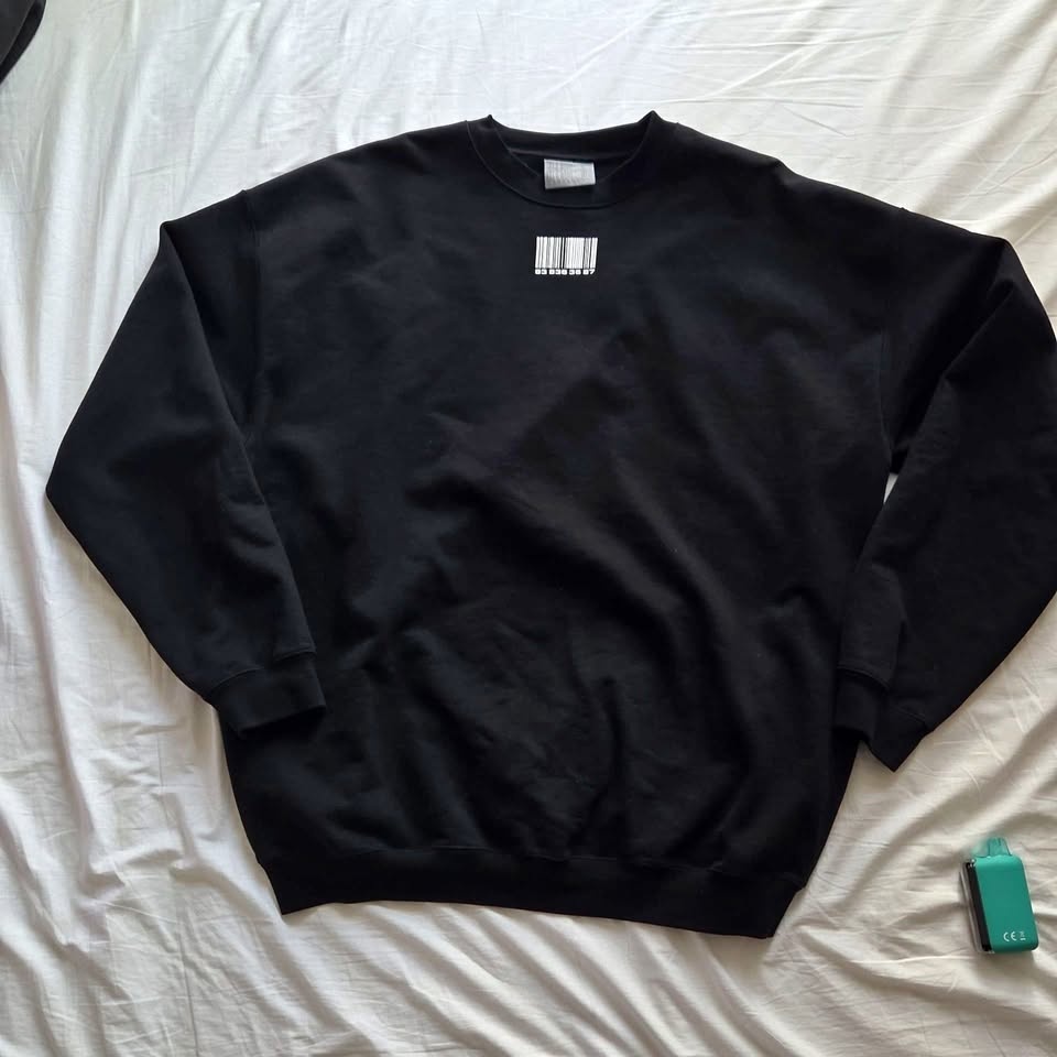 VTMNTS Black Barcode Print Crewneck Sweatshirt XL