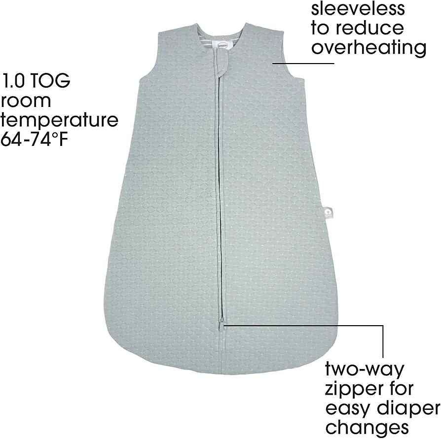 Boppy Baby Sleep Sack 12-18 Months, Wearable Blanket 1 TOG, Gray