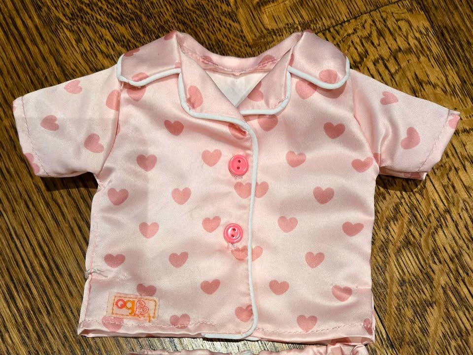 18" American Girl Doll Pink Heart Pajama Set + Slippers - photo 3