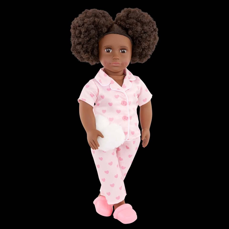 18" American Girl Doll Pink Heart Pajama Set + Slippers - photo 5