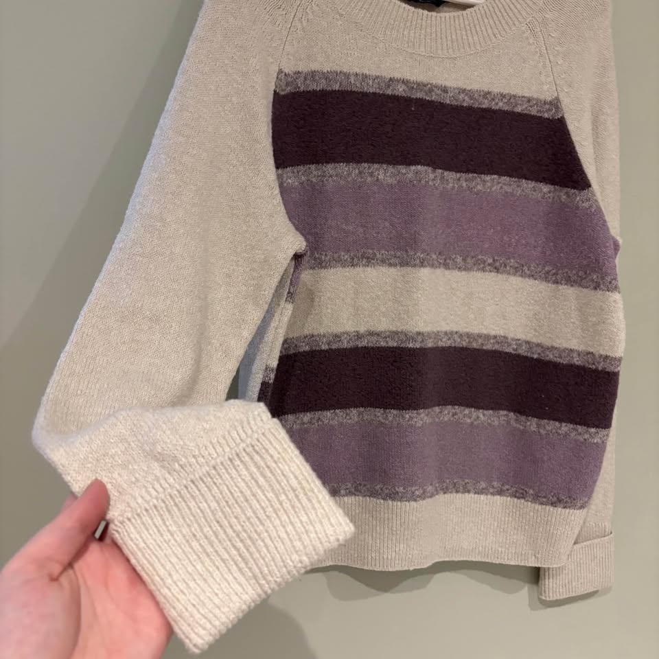 Denver Hayes Women's Striped Sweater - Purple and Cream XL - photo 4