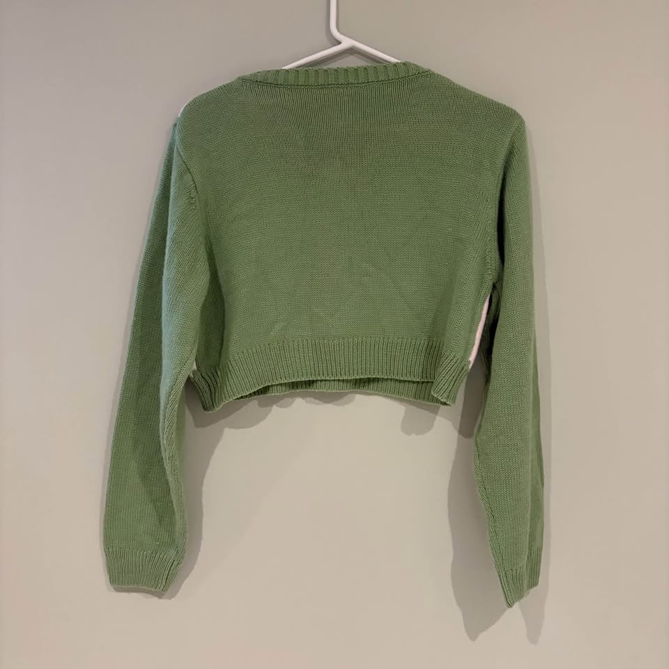 SHEIN Green and Cream Knit Sweater Medium - photo 2