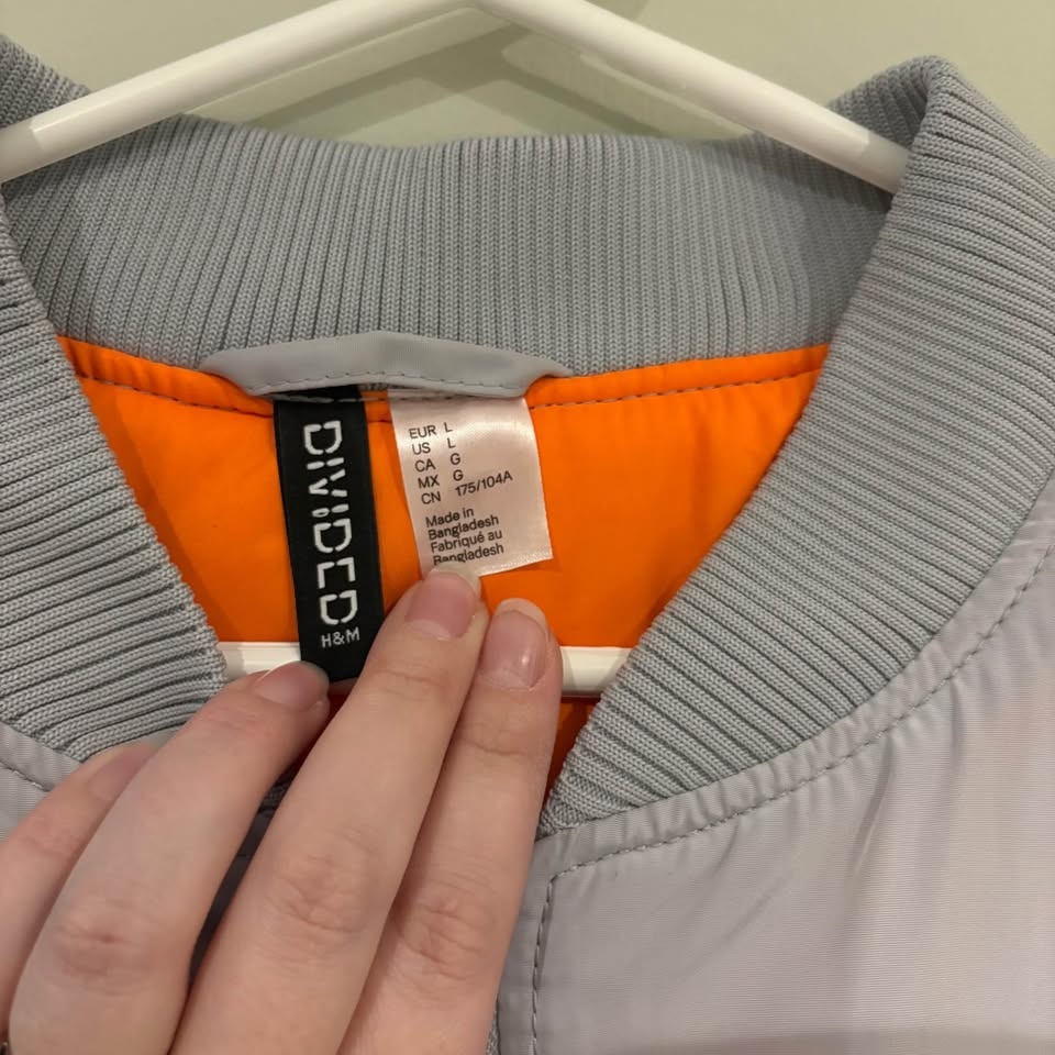 Divided Gray Bomber Jacket with Orange Interior Large - photo 3