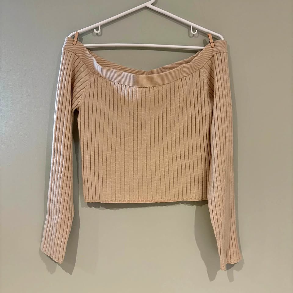 Aerie Beige Ribbed Crop Top NWT XL