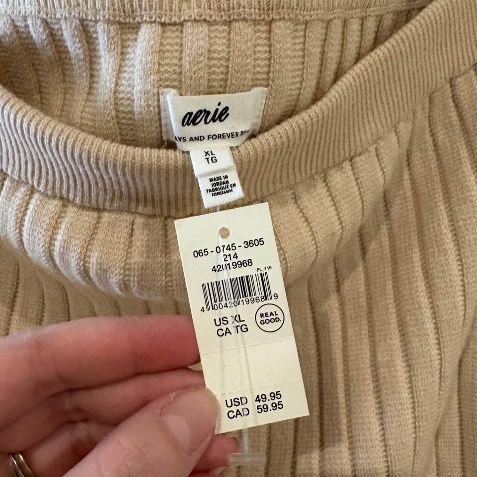 Aerie Beige Ribbed Crop Top NWT XL - photo 4