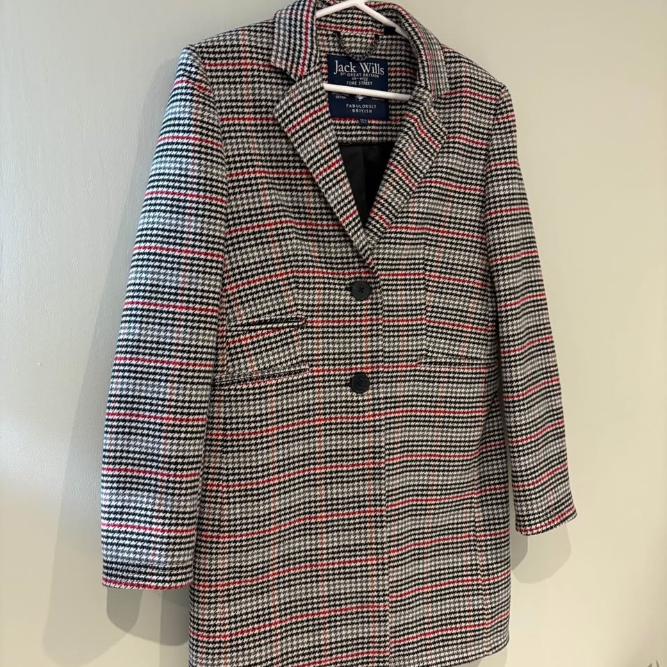 Jack Wills Women's Plaid Jacket - Black, White, and Red - photo 2