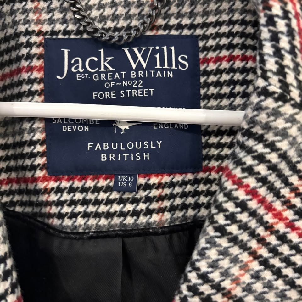 Jack Wills Women's Plaid Jacket - Black, White, and Red - photo 4